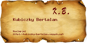 Kubiczky Bertalan névjegykártya