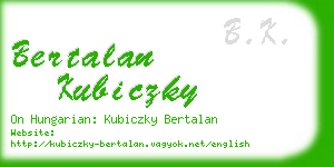 bertalan kubiczky business card